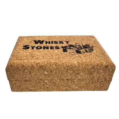 Closed cork box with Whisky Stones engraved on top
