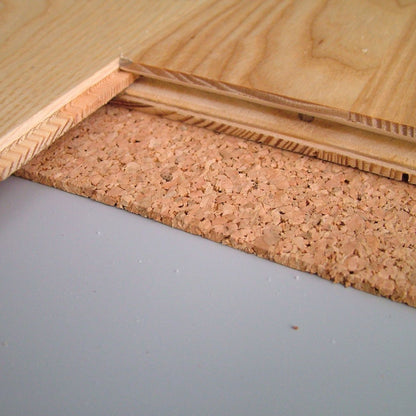 QuietCork underlayment installed under hardwood