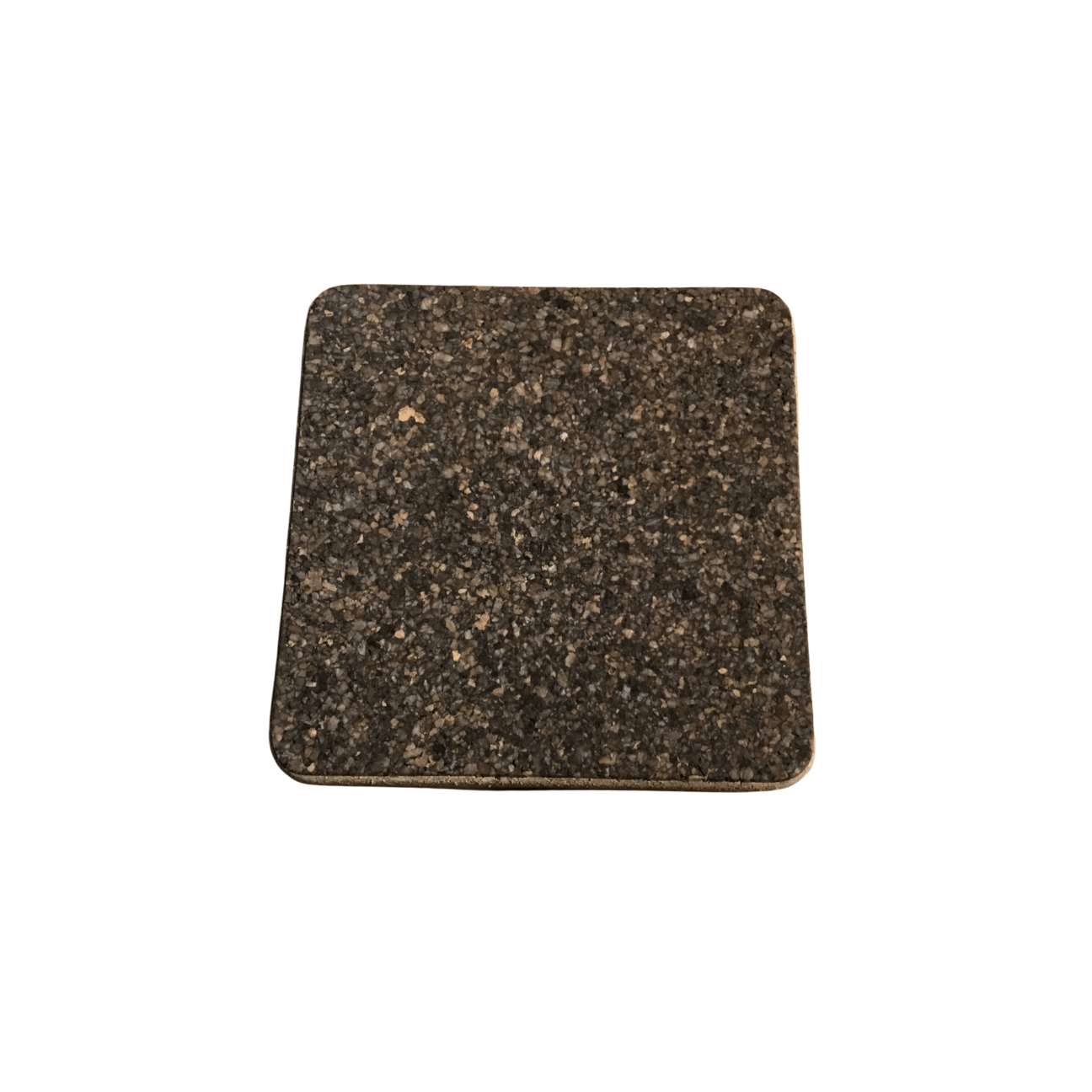 small square cork sandwich square with a textured brown surface on a white background