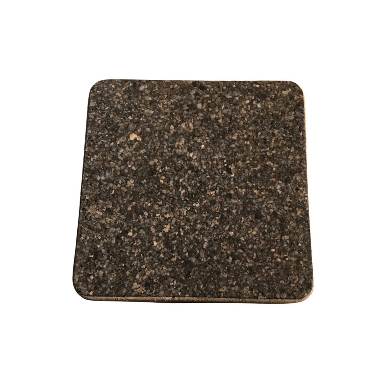 large square cork sandwich square with a textured brown surface on a white background