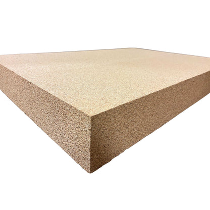 Side angle view of a 4 inch thick cork block. Closeup to show the density and thickness