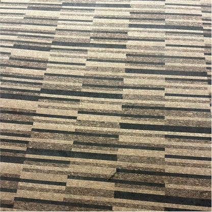 Close-up of the striped pattern and coloring on a Rio XL unfinished cork floor tile