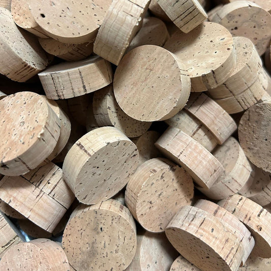 Natural cork rings showing the high quality and thickness