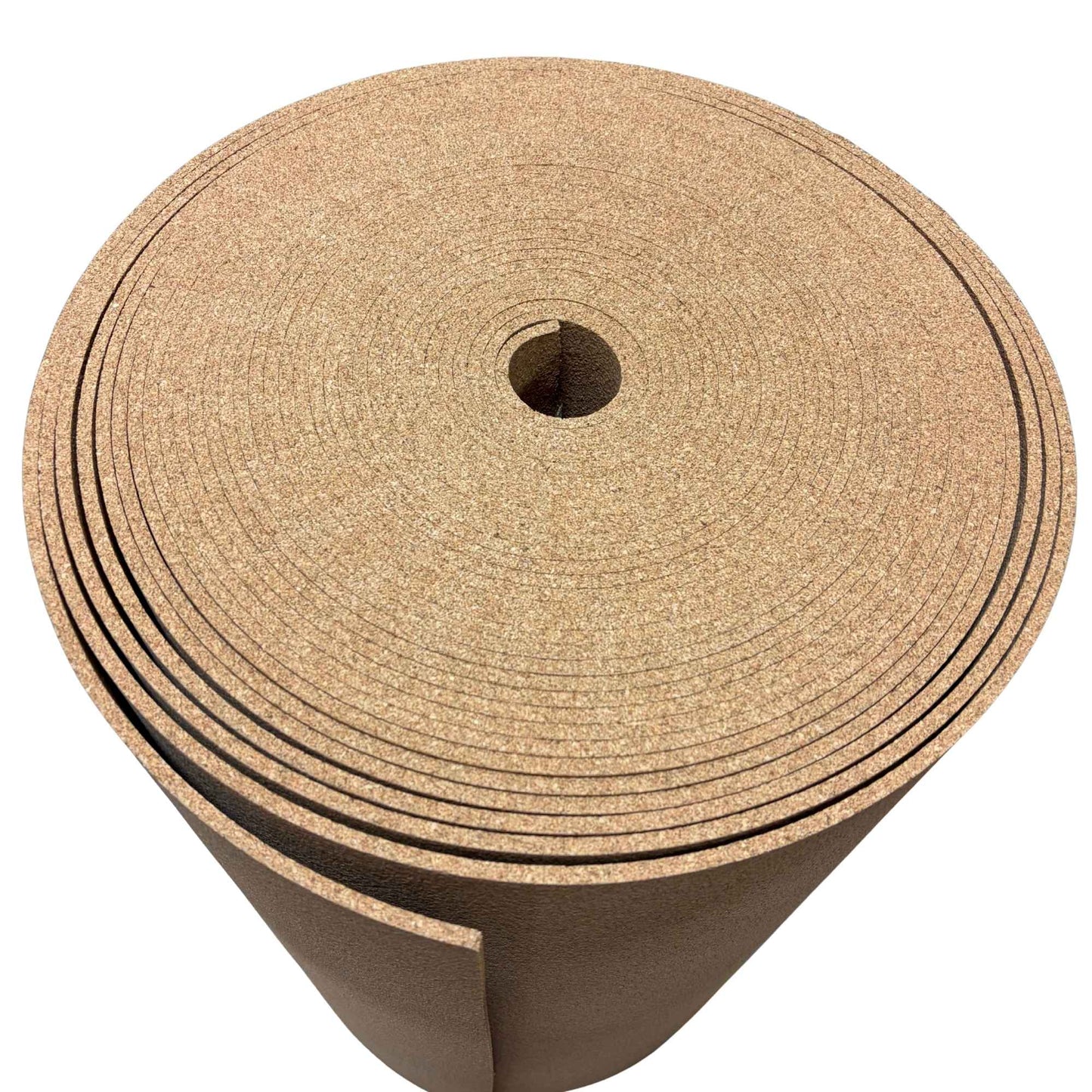 Roll of 6mm cork on a white background