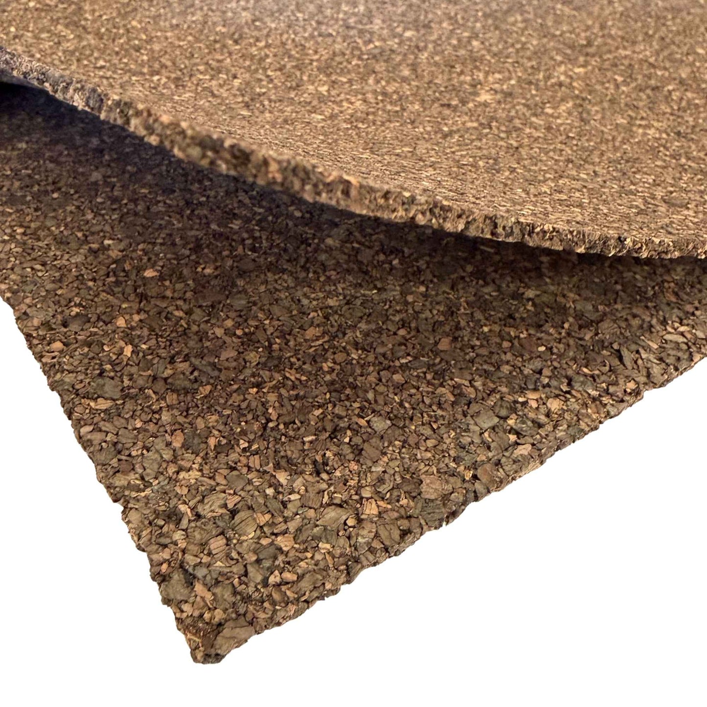 Close-up of dark brown cork sheets with visible texture