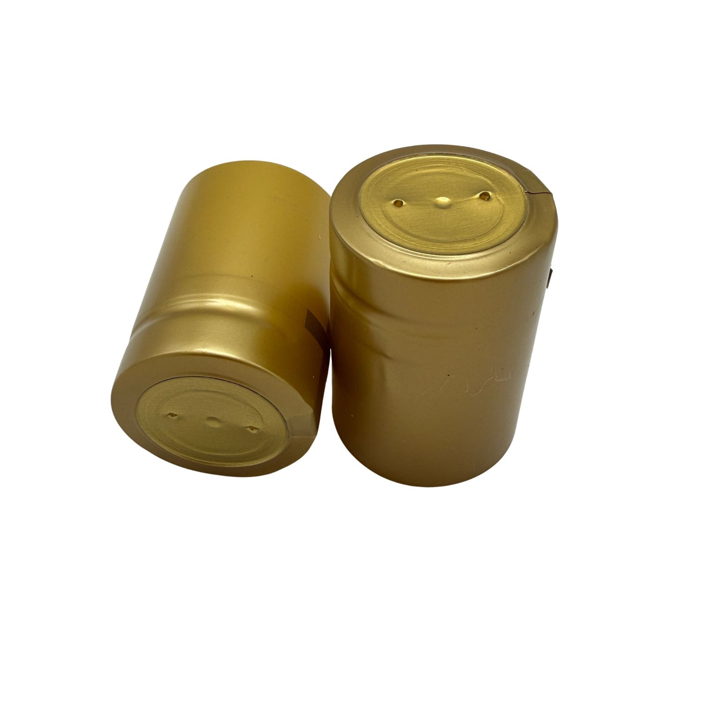 Matte gold pvc shrink cap with closed cap and tear tab