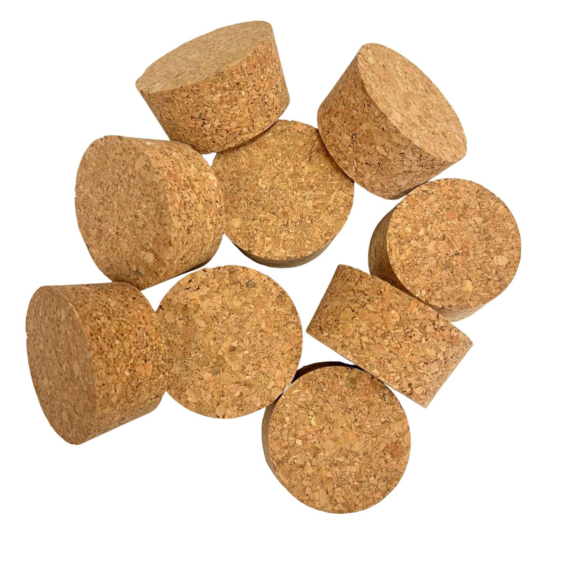 Bulk agglomerate short length tapered cork stoppers, size SL26