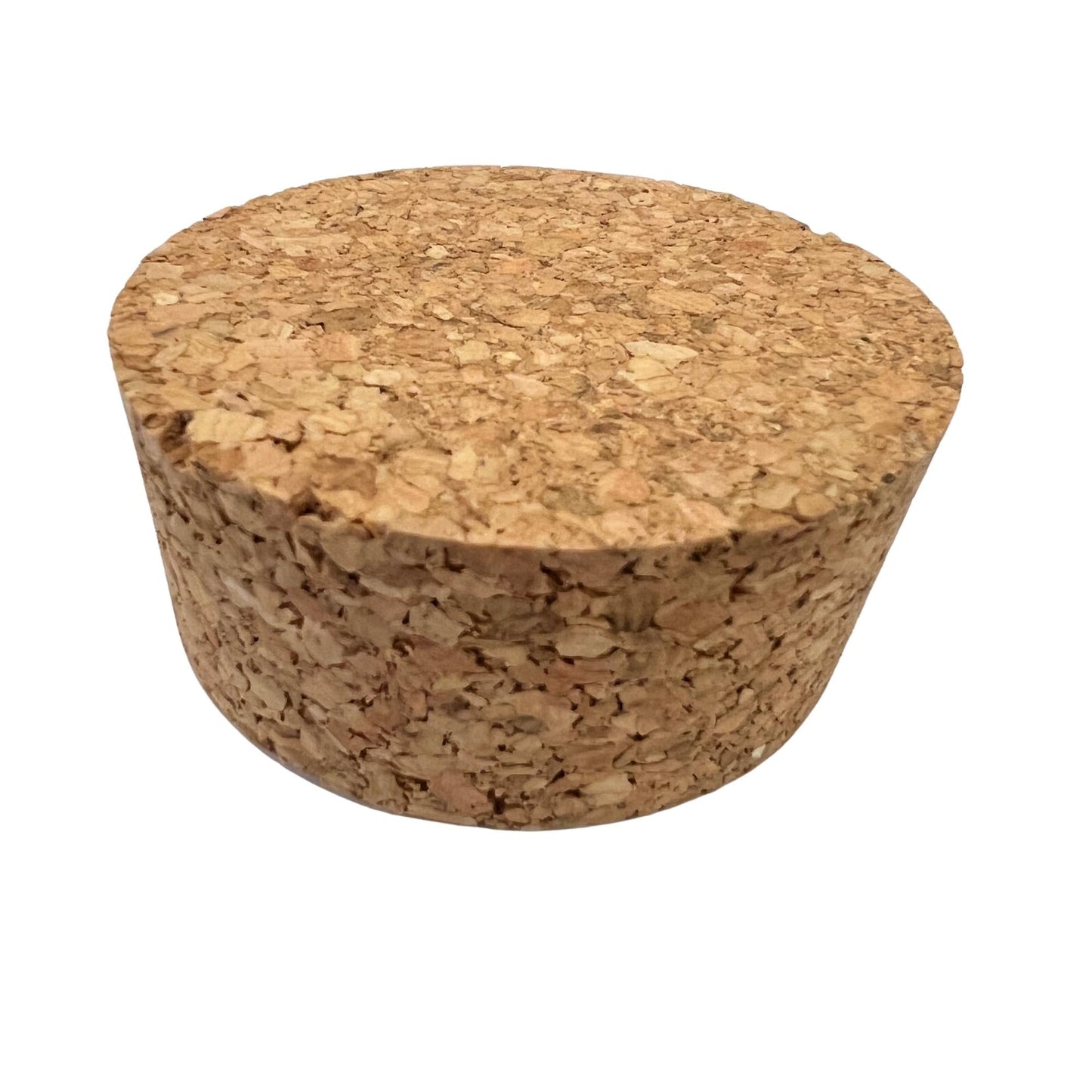 Closeup of single agglomerate tapered cork stopper, size SL32