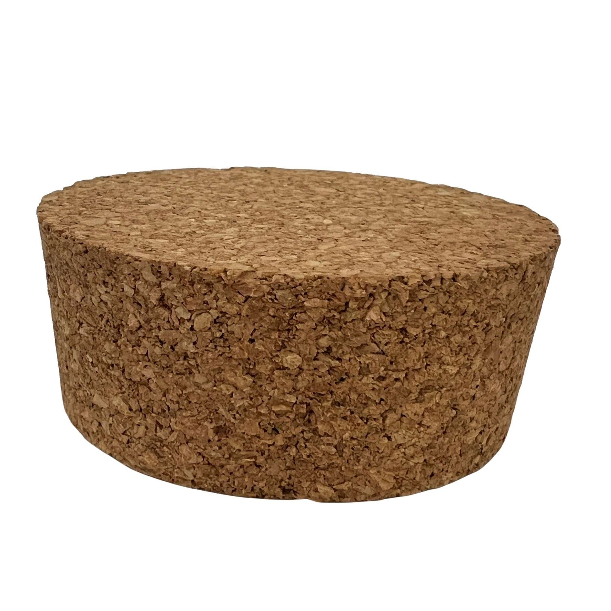 Closeup of single agglomerate tapered cork stopper, size SL34