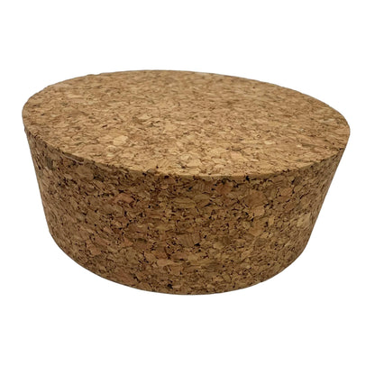 Closeup of single agglomerate tapered cork stopper, size SL38