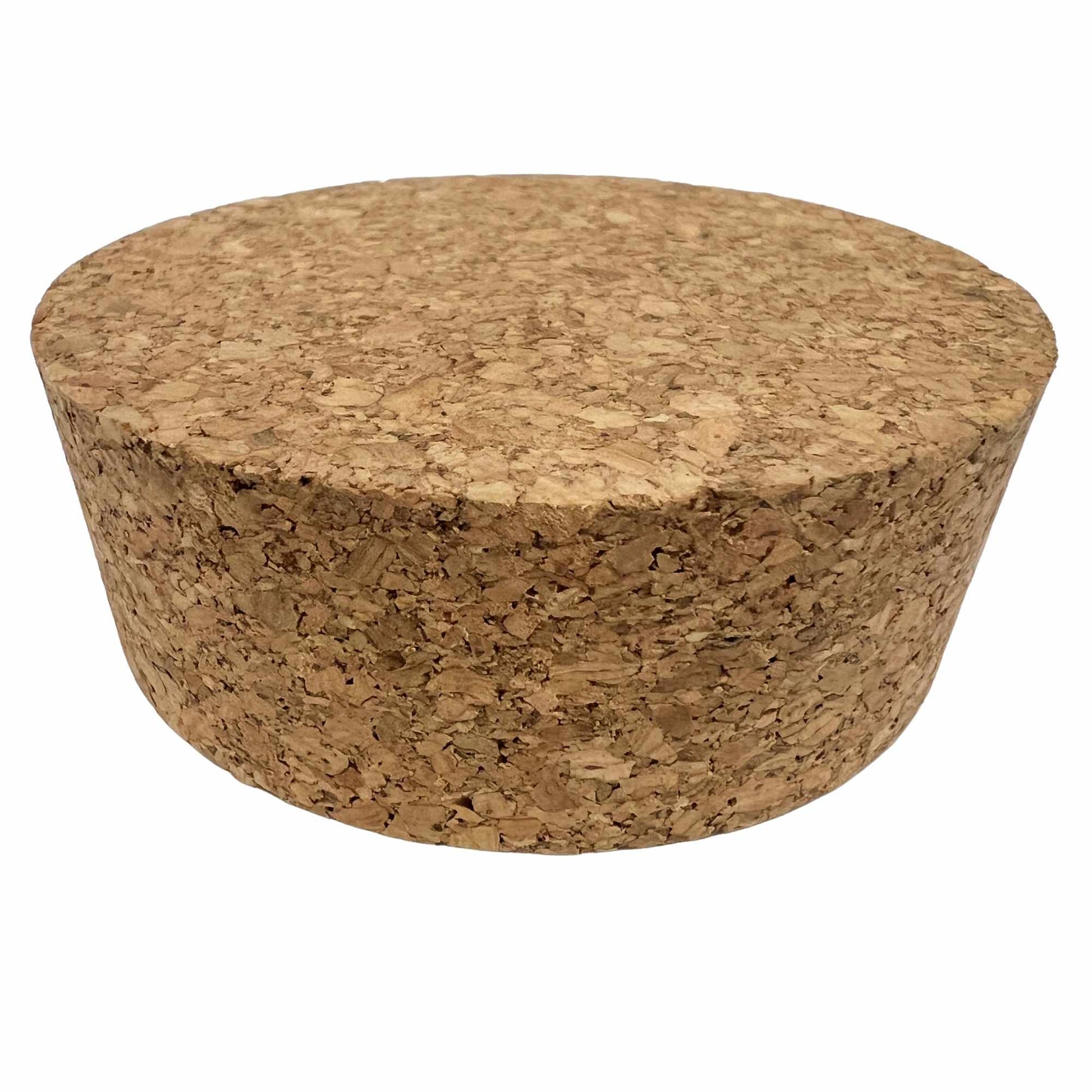 Closeup of single agglomerate tapered cork stopper, size SL42