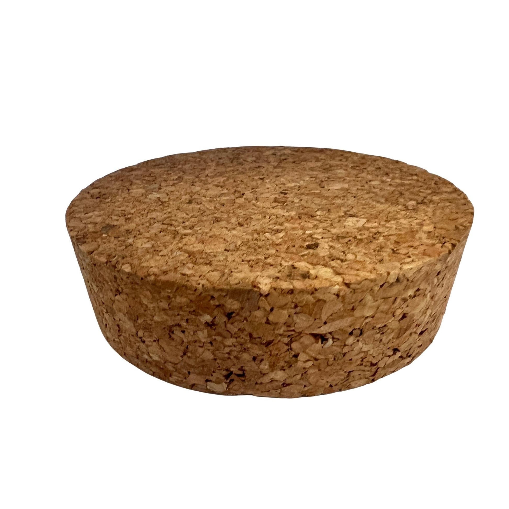 Closeup of single agglomerate tapered cork stopper, size SL52