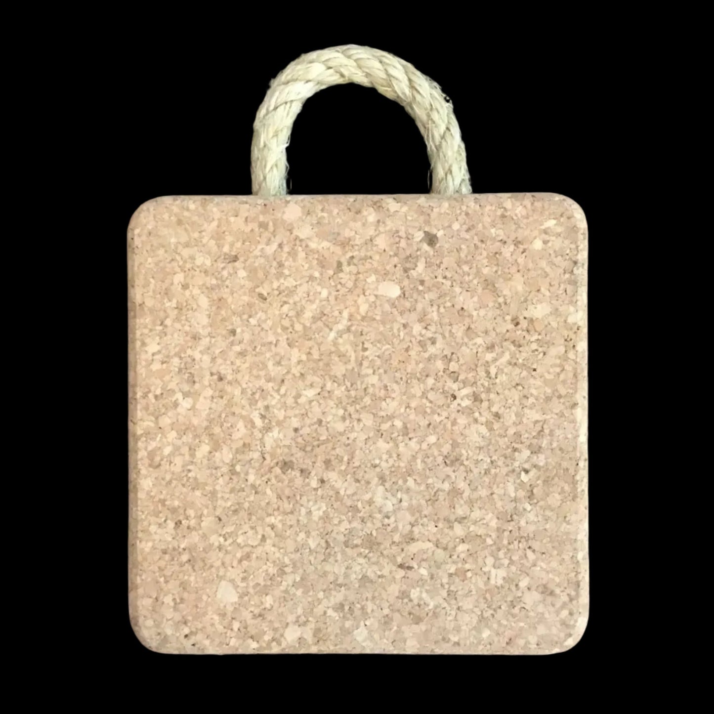 Small Cork Trivet with Rope Handle - Naturally Anti-Microbial Hypoallergenic Sustainable Eco-Friendly Cork