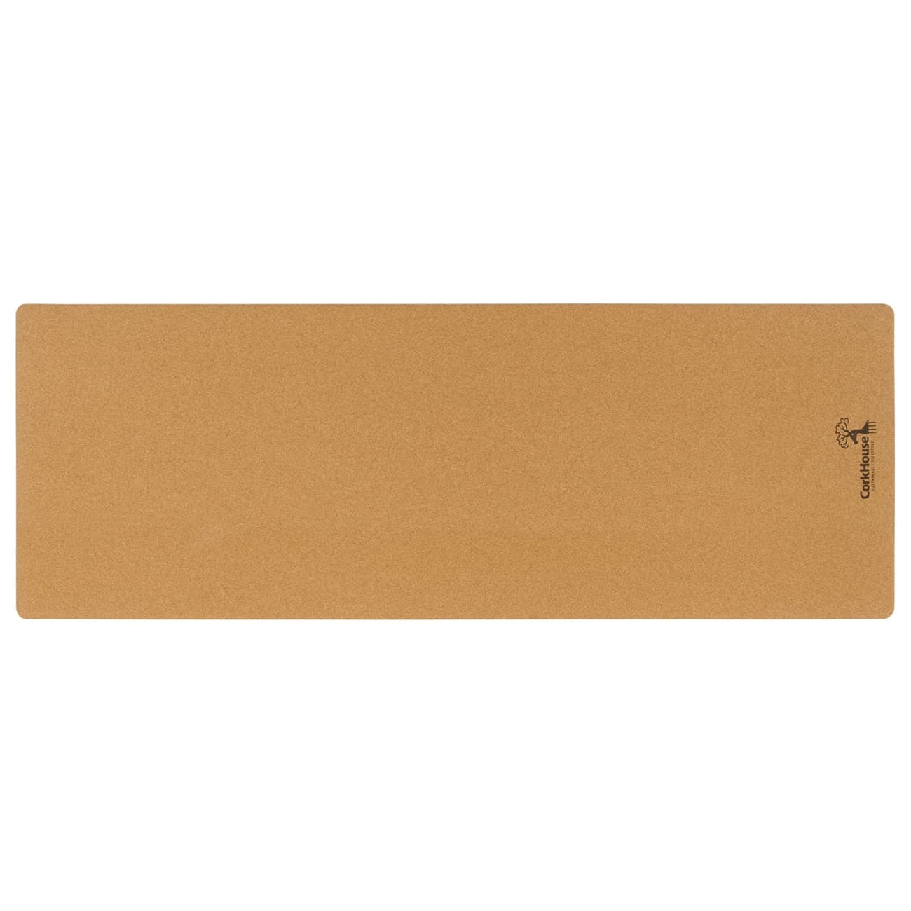 Cork yoga mat rolled out to show the surface of the mat